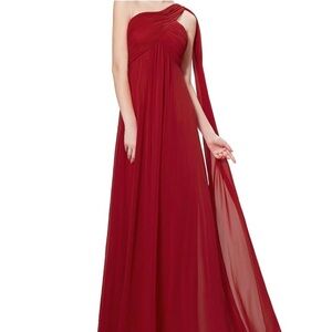 Burgundy One-Shoulder Bridesmaid Dress